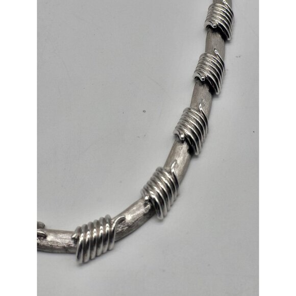 MONET Vintage Silver Tone Chain Choker Necklace Wrapped Coil Brushed - Picture 3 of 8